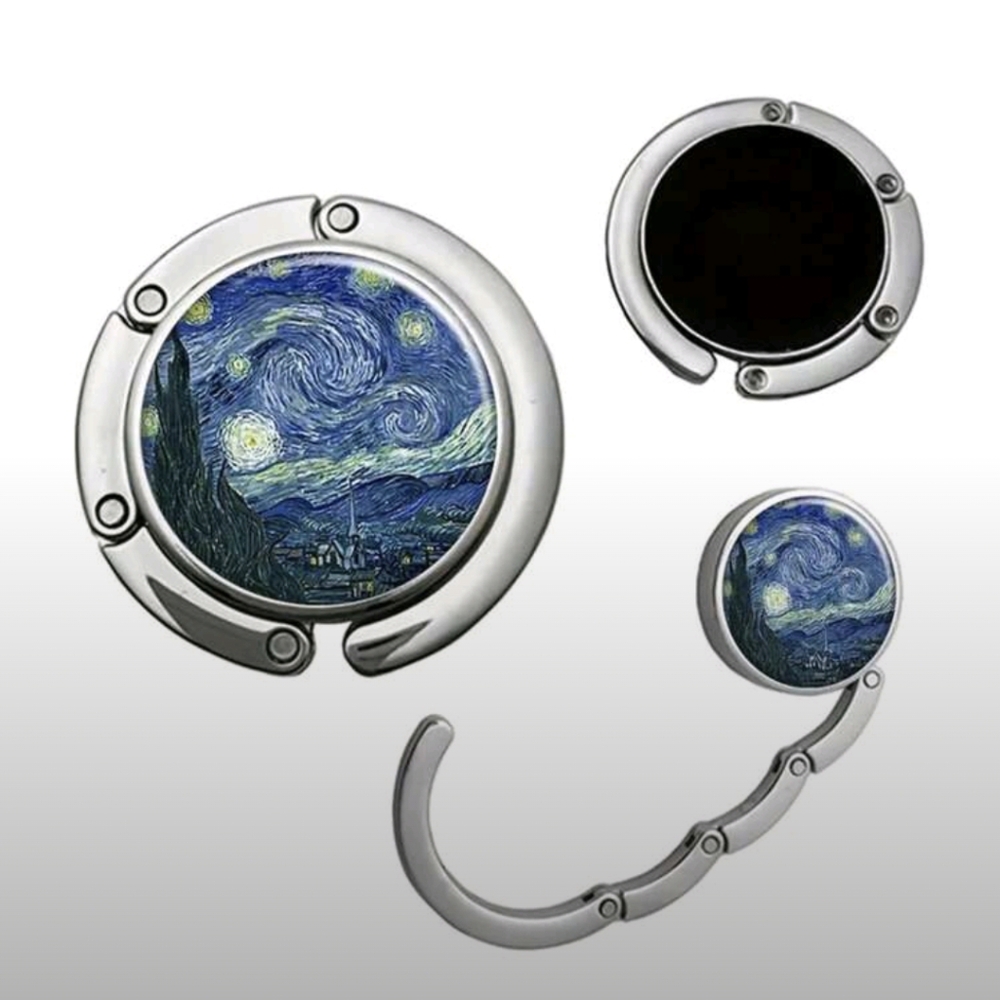 Blue Starry Night Silver Purse Hook With Magnet - Picture 4 of 9